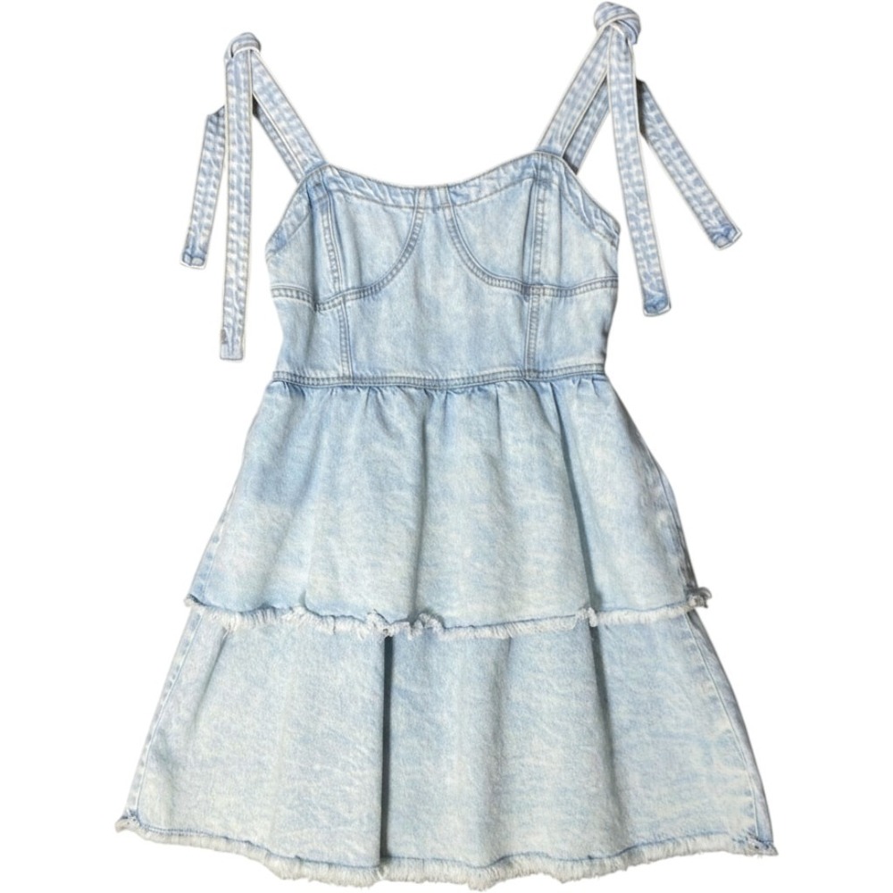 American Eagle Denim Dress Womens Small Light Wash Y2k Grunge Edgy Babydoll